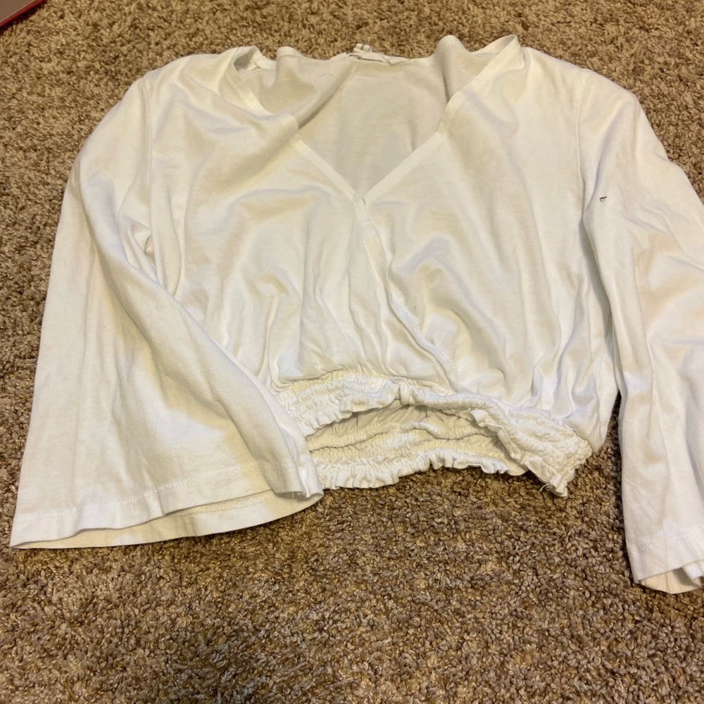 BCBG white cropped top